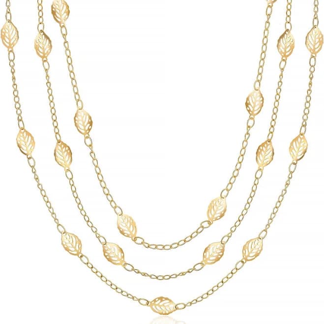 Barzel 18K Gold Plated Cascading Layer Leaf Necklace