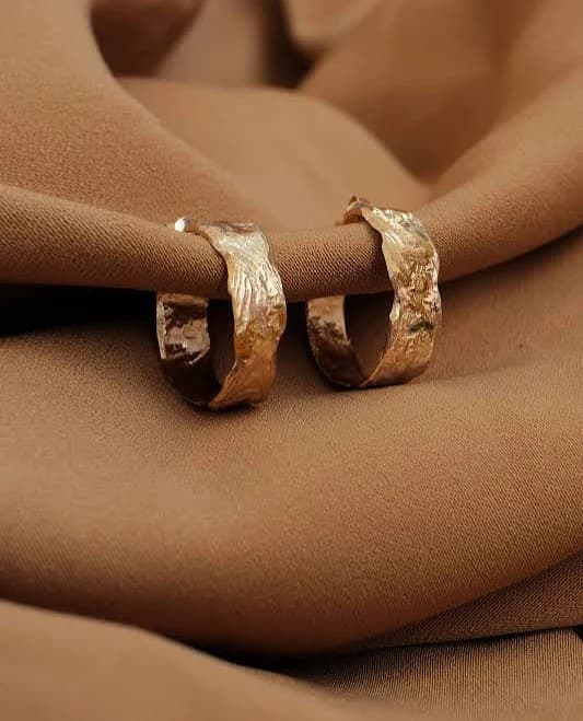 Hammered Chunky Gold Hoop Earrings