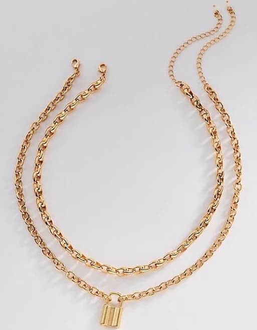 Anthropologie Layered Lock Chain Necklace