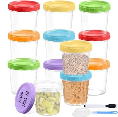 Yomarket 32 oz Plastic Containers with Lids (12 Pack)