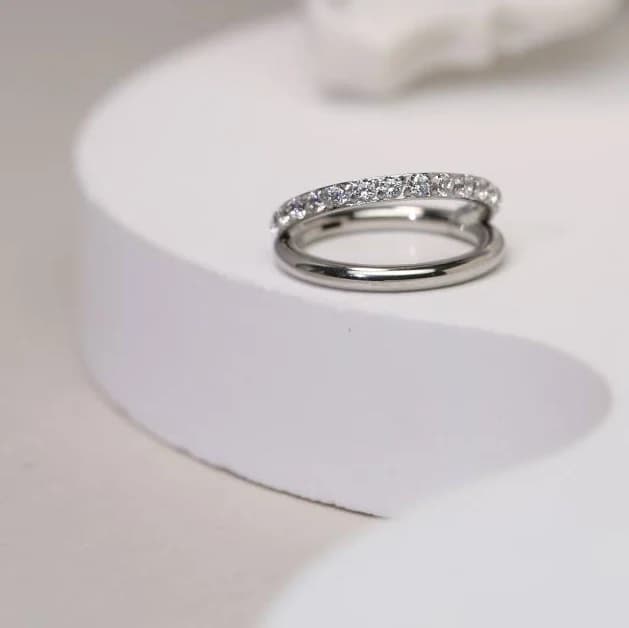 Surgical Steel Double Open Stacked Split Ring