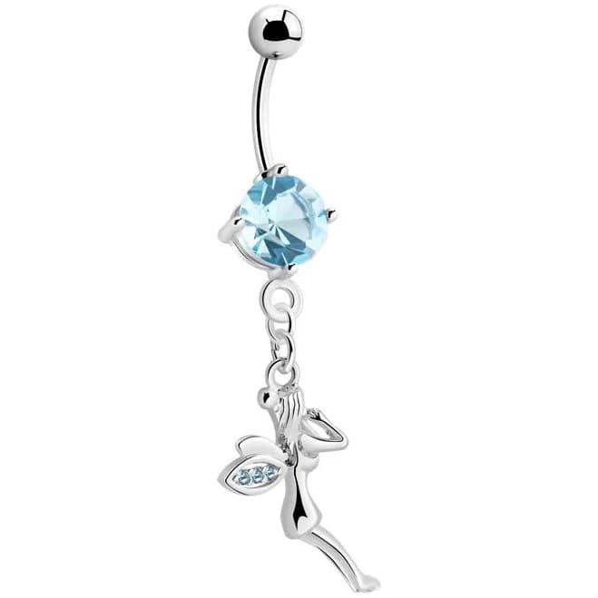 Crazy Factory Surgical Steel Fairy Charm Belly Button Ring with Crystal Stones