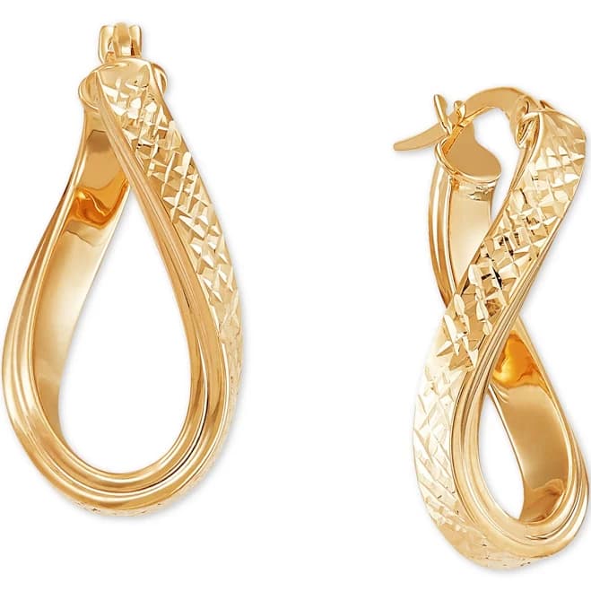 10K Gold Curved Oval Hoop Earrings