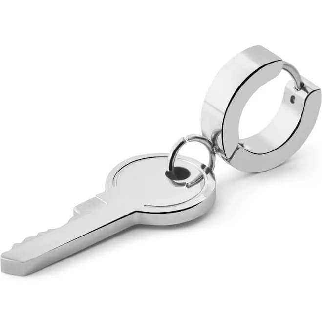 Floyd Men's Stainless Steel Key Hoop Earrings