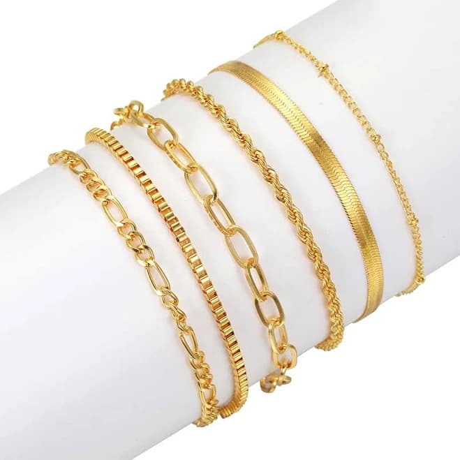 Bohemian Multi-Layer Thin Chain Bracelets (6pcs)