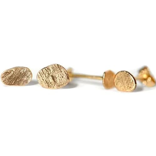 14ct Solid Recycled Gold Irregular Stud Earrings