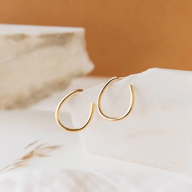 Caitlyn Minimalist 18K Gold Anine Oval Hoop Earrings