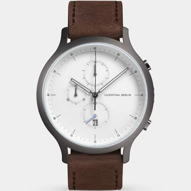 Lilienthal Men's Berlin Chronograph Quartz Watch with Brown Leather Strap