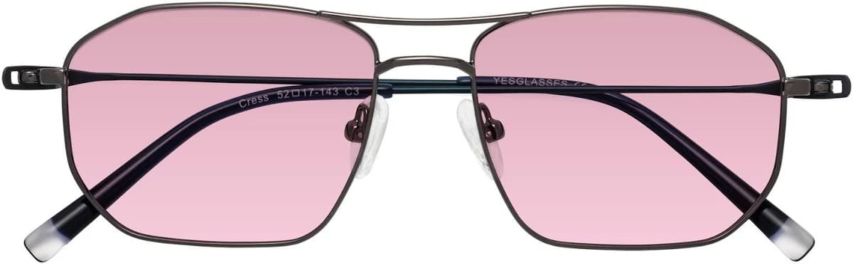 Cress Double Bridge Metal Geometric Sunglasses
