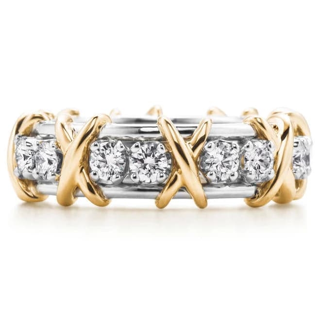 Tiffany Platinum Diamond Sixteen Stone Ring