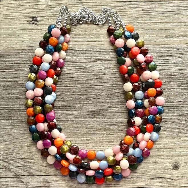 Chunky Statement Beaded Necklace