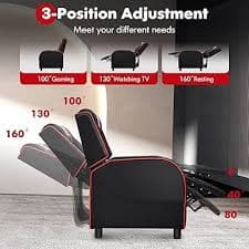 Amazon.com: GYMAX Gaming Recliner, Massage Gaming Chair with Adjustable Footrest, Remote Control & Side Pocket, Ergonomic Game Lounge Chair, Racing Style Single Theater Seat Game Sofa for Adults (Red) : Home &