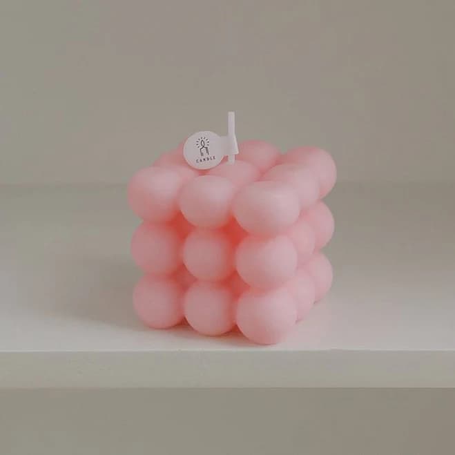 Bubble Cube Decorative Candles Pink