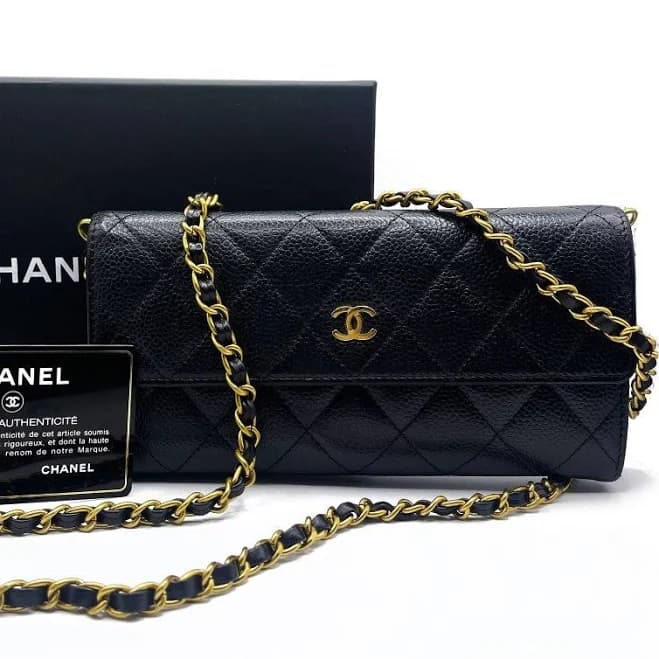 CHANEL Caviar Classic Quilted Wallet On Chain