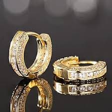 Amazon.com: VEXXS Diamond Hoop Earrings for Men, 14K Gold Plated Iced Out Dangle Hoops Earrings Micro Pave 5A CZ Stones Dangle Earrings, Hypoallergenic Earrings for Men (A-14K Gold): Clothing, Shoes & Jewelry