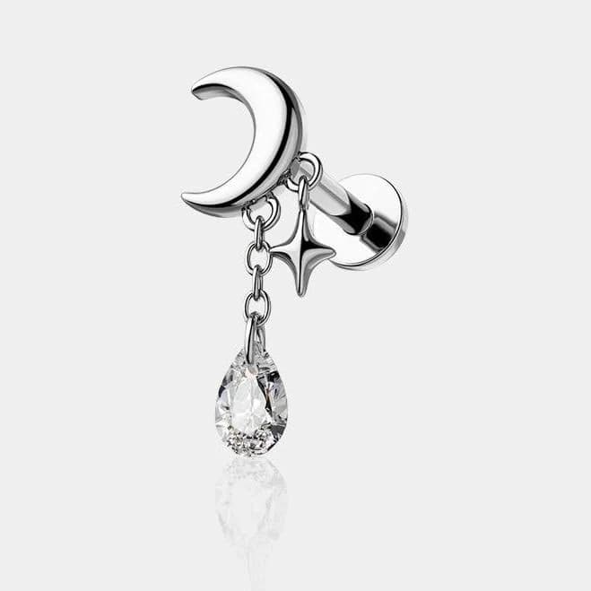 Oufer Body Jewelry Moon Dangle Internally Threaded Helix Stud