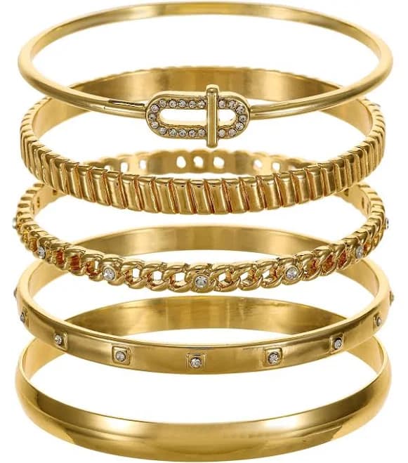 Time and Tru Women's Bangle Bracelet Set (5 Bracelets)