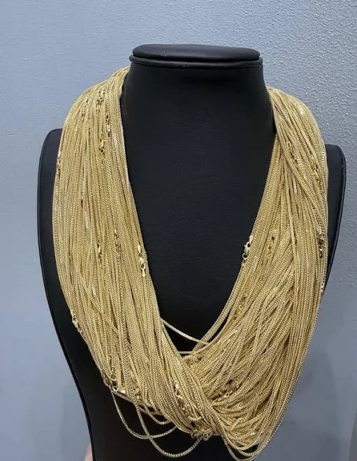 Gold-tone Multi-strand Layered Chain Necklace In Metal Fashion Style,