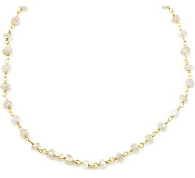 14K Gold Filled or Sterling Silver Zircon Spaced Link Beaded Necklace