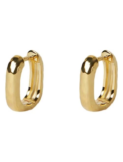 Argento Vivo Women's Sterling Silver Hammered U Huggie Hoop Earrings