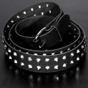 2 Rows Conical Studs Leather Belt