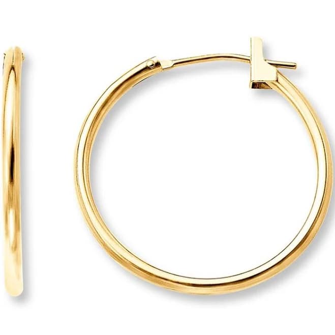 14K Yellow Gold Tube Hoop Earrings