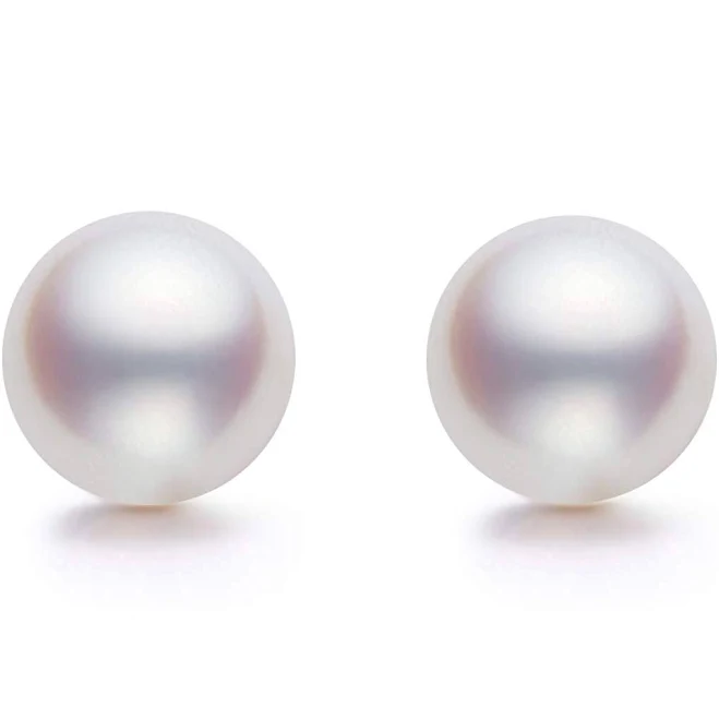 14K Gold Genuine Pearl Stud Earrings