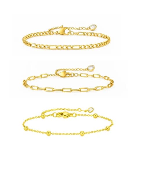 Adriana Women's 18k Gold Plated Brass Stackable Bracelet Trio Set