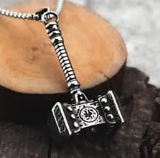 Large Silver Mjolnir Thor's Hammer Pendant Necklace Chain Men's Jewelry Gift