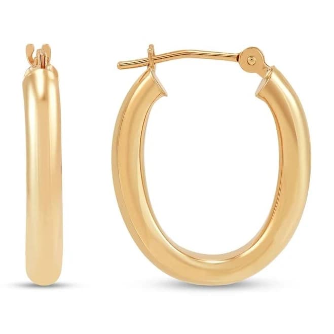 Zales 14K Gold Hollow Oval Tube Hoop Earrings
