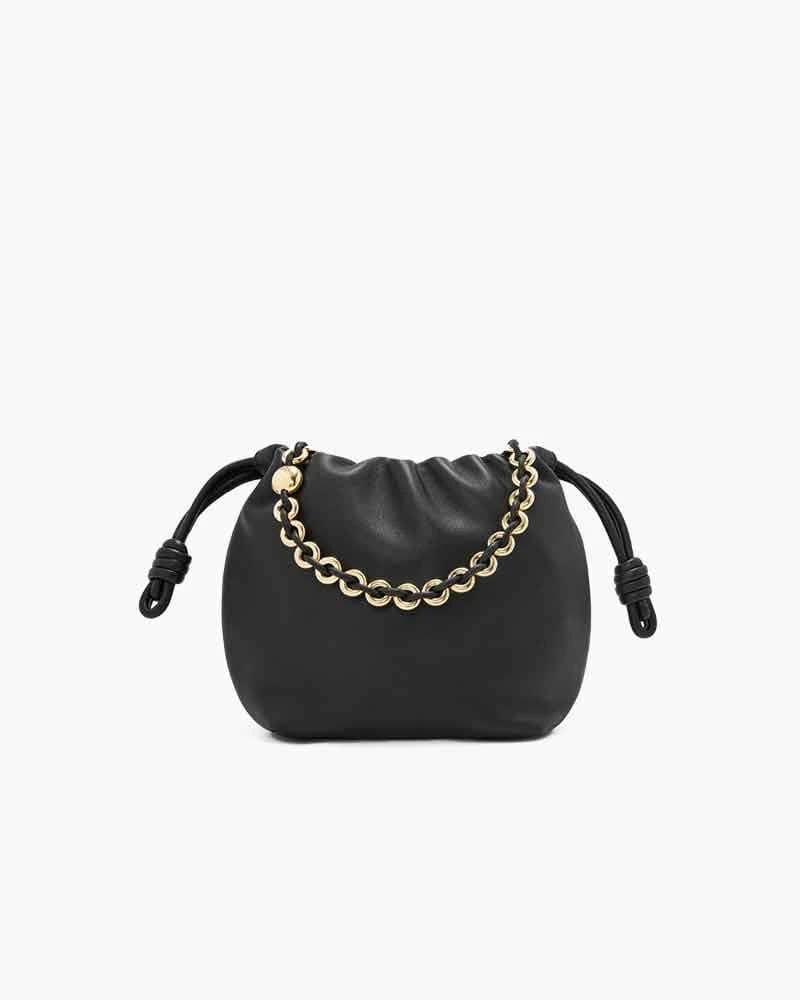 Genuine Leather Ruched Donut Chain Bag