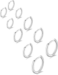 316L Surgical Stainless Steel Small Gold Silver Hoop Earrings for Women Men,Hypoallergenic Cartilage Helix Earrings for Sensitive Ears,Cute Conch Rook Tiny Huggie Hoops Earring Set for Multiple Piercing Jewelry Gift 6mm-12mm