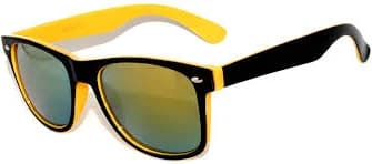 Retro Sunglasses - Two-tone Black Yellow Frame / Mirror Lens