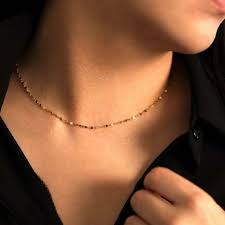 14K Gold Glitter Flat Link Mirror Sparkle Chain Choker Layering Necklace | eBay