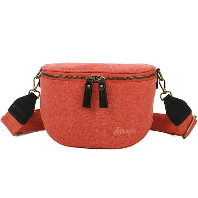 French Brand Vegan Cotton Canvas Shoulder Bag