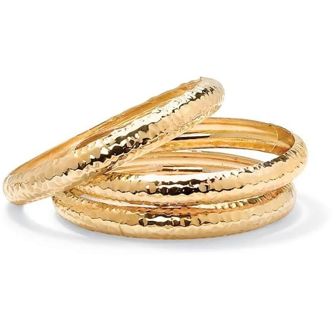 PalmBeach Jewelry Hammered 3-Piece Bangle Bracelet Set