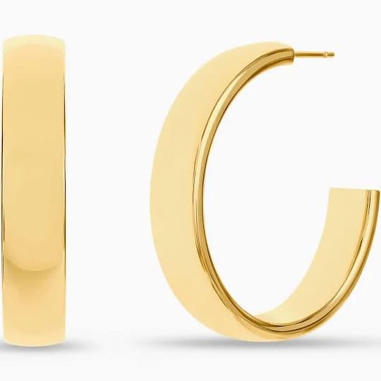 14K Gold Over Stainless Steel Chunky Hoop Earring